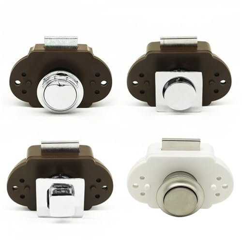Caravan Furniture Lock Large Brown Push Button Latch Catch Lock RV Shower Door Latch for Travel Trailer Motorhome Boat 1Pcs