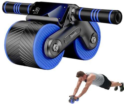 Roysmart Automatischem Bauchtrainer Roller, Ab Roller für Core Trainer, Fitnessgeräte für Zuhause, Ab Bauchroller mit Handyhalter und Rückholfeder,Perfekte Wahl für Fitnessübungen auf Reisen zu Hause