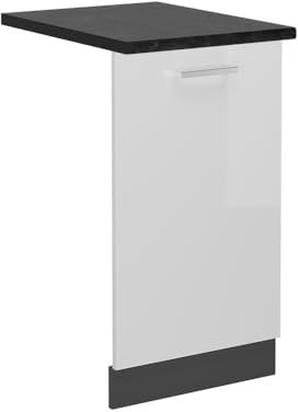 Vicco Tapa del lavavajillas R-Line, Blanco Alto Brillo, 45 cm, ET Antracita