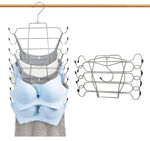 2 Pcs Closet Organizer, 8 Tier Tank Top Hanger and 6 Tier Skirt Hangers with Clips for Women, Bra Tie Jeans Pants and Storage Space Saving, Non-Slip Hanging Sport Bras Holder (2 Clothes hangers)
