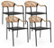 IDMarket - Lot de 4 chaises de Jardin Madeira métal, Cordage et textilène Noir et rotin Clair