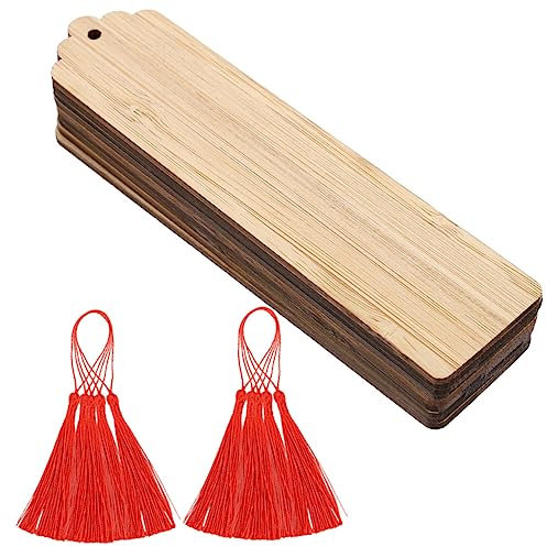 Angoily 10sets Handmade Wooden Tags for Crafting Custom Bookmarks Doodle Bookmarks