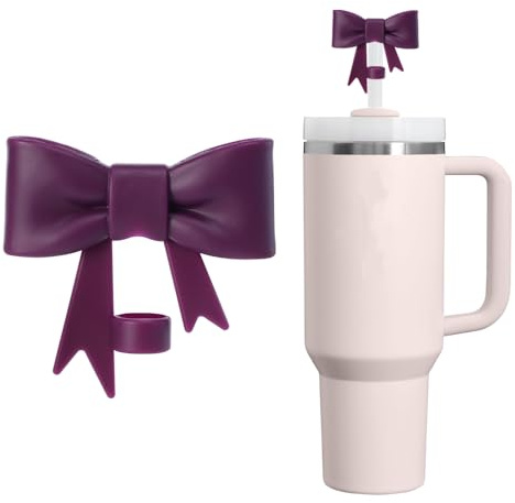 10mm Bow Shape Straw Topper for Stanley Cup (Dark Purple)