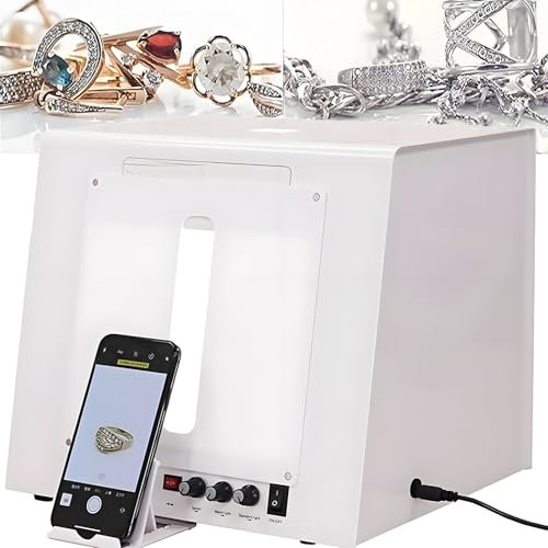 Kit boîte à lumière pour studio photo à intensité variable avec plateau tournant à 360° – Luminosité réglable pour bijoux et petits articles, tente de prise de vue de 30 cm pour photographie