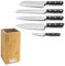 PRADEL ESSENTIEL - Bloc spaghettis bambou 5 couteaux - Blason - Acier inoxydable 13 C, Finition Satinée - Noir