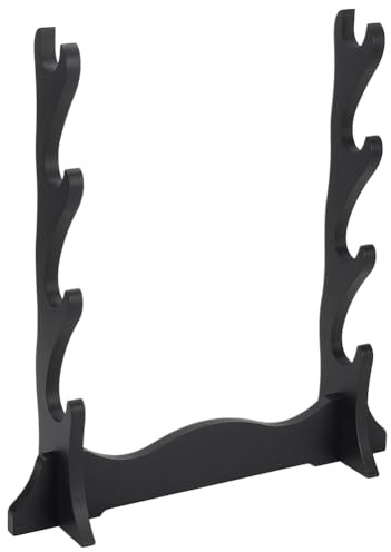 UNICRAFTALE Support 4 Niveaux Pour Sabre Laser Épée Katana MDF Noir Présentoir En Bois Porte Épée Samouraï Rack Cosplay Porte Armes 37x9.9x40.3cm