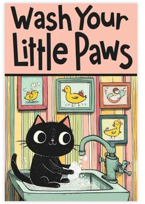 Leinwandposter Wash Your Little Paws für Schlafzimmer, Landschaft, Büro, Raumdekoration, Geschenk, 20 x 30 cm