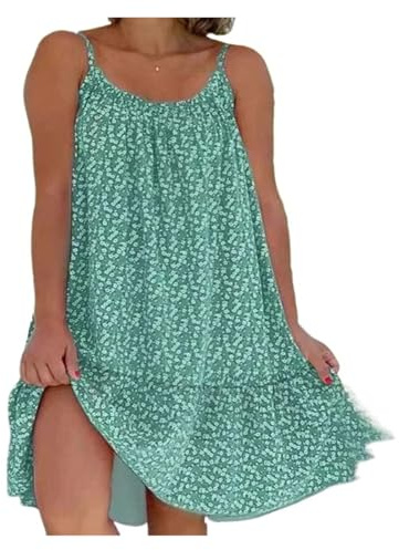 Abito con Bretelle Floreali Vestito da Donna con Stampa Floreale, Estivo, Senza Maniche, Oversize, Taglia S-5XL