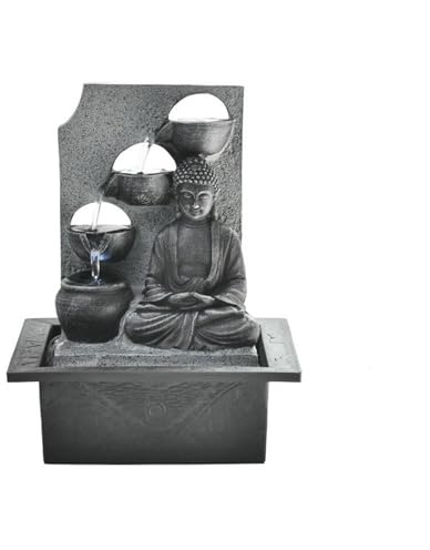 Tabletop Water Fountain Indoor Zen Buddha Resin Ornament Home Decor 21x18x27cm