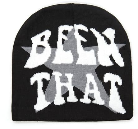 YAMEIZE Stern Beanie Mütze Herren Damen Buchstabendruck Mütze Slouchy Skull Cap Winter