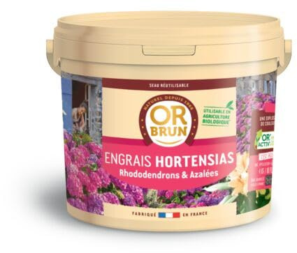 OR BRUN Engrais Hortensias - Renforce Les Hortensias - Seau 4L | Renforce Les Hortensias - Enrichit Les Fleurs - Fabriqué En France - Utilisable en Agriculture Biologique OBRECGHORTEN4