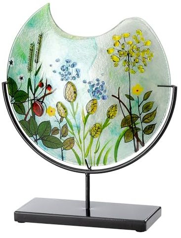 Glas Art Vase Wild Flowers aus Glas - rund - glänzend - Mehrfarbig - 39 cm hoch - 33 cm breit