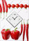 dixtime 4182 Designer Wanduhr, Wanduhren, stylische Küchenuhr, rot weiß, Paprika Tomate Peperoni 35cm x 50cm