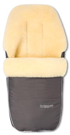 Hofbrucker Kinderwagen Fußsack Polaris – Warm & kuschelig, ideal für Babys & Kleinkinder, hochwertiges Lammfell, passend für Ergo Kinderwägen, atmungsaktiv und Wind & Wasser abweisend (grau)