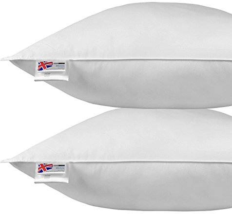 HOMESCAPES Microfibre Euro Continental Square Pillow Pair - 80cm x 80cm (32″x32″) Luxury Synthetic European Pillows Soft Support 100% Microfibre Casing