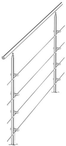 V2Aox Balustrade Rod Balustrade Main Courante Acier Inoxydable, Longueur:80 cm, Barreau:4