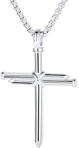 FaithHeart Herren Jungen Halskette Edelstahl Kreuz Anhänger Christian Kruzifix Kette Unisex mit Geschenkebox für Weihnachten Geburtstag Valentinstag