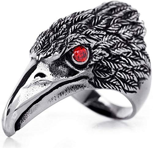 OIDEA Edelstahl Falke Adler Ring für Männer, Herren Biker Engagement Ehering Schwarz Silber Ringgrößen 71 (22.6) (71 (22.6))