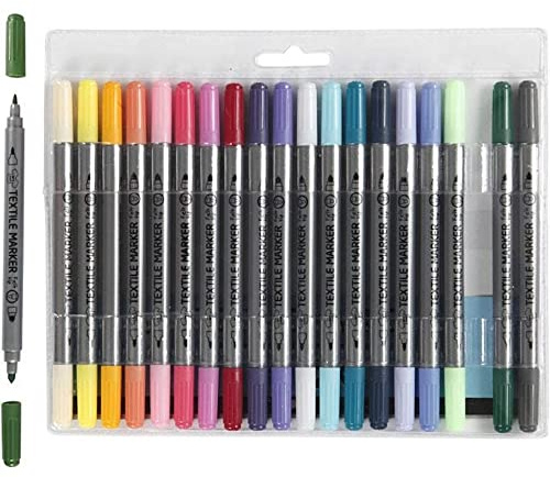 Creativ Textilmarker Strichstärke 2,3+3,6 mm Zusatzfarben 20 Stück
