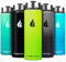 HYDRO CELL Edelstahl-Wasserflasche mit Strohhalm und weitem Munddeckel (40oz 32oz 24oz 18oz) - Vakuumisoliertes schweißfestes Sportdesign (Neon/Neon 24oz)