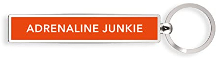 IF Show Offs Keys, Novelty Metal Keyrings with Enamel Infill - Adrenaline Junkie - Orange