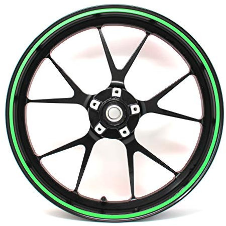 Felgenrandaufkleber Felgenrand Stripes Breite 7mm Neon mit Montagetool 16 17 18 19 Zoll Zubehör für Auto Motorrad Felgen Aufkleber (Neon Grün)