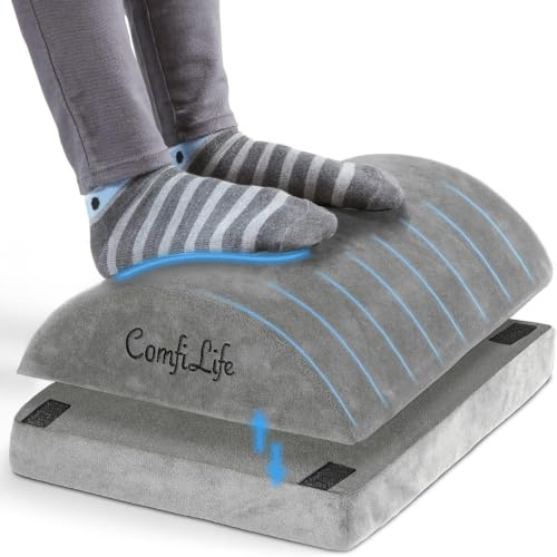 ComfiLife Repose-pieds sous le bureau au travail - Repose-pieds réglable en mousse à mémoire de forme pour chaise de bureau et chaise de jeu - Design ergonomique pour soulager les douleurs du dos et