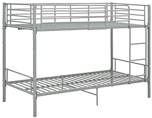 Tidyard Etagenbett Metallbett mit 2 Betten Stockbett mit Lattenroste Kinderbett Jugendbett Grau Metall 90×200 cm