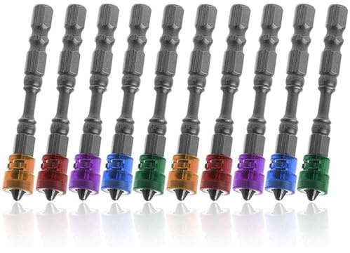Bestgle 10pcs PH2 Magnetic Phillips Screwdriver Bit Set, 1/4 Inch Hex Shank Cross Head Driver Bits, S2 Steel Power Tool Accessories for Electric Screwdrivers, Drills & Impact Drivers