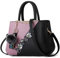 DIRRONA Borsa Donna Grande in PU Impermeabile – Borsa 3-in-1 a Mano e a Spalla, Elegante con Fiori e Design Bicolore, Ideale per Uso Quotidiano Casual Viaggio Lavoro e Festa Lilla