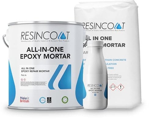 Resincoat - All-in-One Concrete Repair Mortar, 3-Part Epoxy Mortar Mix, Heavy-Duty Mortar Repair for Surface Filling, Pothole Repair, and More, Rapid Cold-Curing Epoxy, 10kg, Dark/Slate Grey