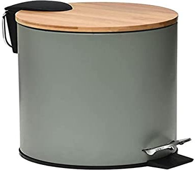 Tendance - Poubelle metal frein de chute 2.5l - kaki bambou