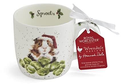 Wrendale Designs Taza individual de Sprouts (conejillo de indias), color blanco