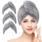Laicky Mikrofaser-Handtuch/Haarwickel, extrem saugfähig, zum Turban gewickelt, schnelltrocknende Haarbedeckung mit Knöpfen und Schlaufe, zum Trocknen von Haaren in Salons, 3er-Pack, Grau