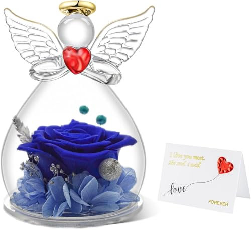 Ewige Rose Engel Geschenke für Mama, Infinity Rose im Glas Engel Figur Blume Geschenke für Frauen, Geburtstagsgeschenk für Frauen Oma Geschenk Freundin Geschenke zum Geburtstag Weihnachten Muttertag