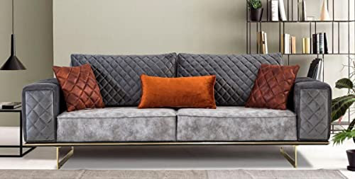 Casa Padrino Luxus Schlafsofa Grau/Gold 230 x 91 x H. 80 cm - Modernes Wohnzimmer Sofa - Wohnzimmer Möbel