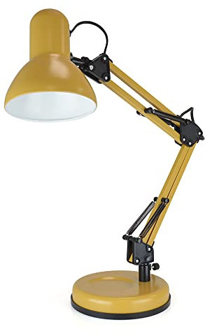 homelife for easy living 35W Swing Poise Hobby Desk Lamp - Tilt/Swivel Head - 35cm Swing Arm - Max. Height 52cm - Weighted Base with Desk Tidy - Inline Switch - L945MS - English Mustard