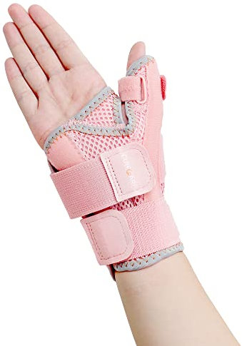 CURECARE Daumenbandage Rechts & Links, Umkehrbare Daumenschiene für Arthritisschmerzen, Daumenorthese für Verstauchungen, Linderung von Sehnenentzündungen, Orthese Daumensattelgelenk (Rosa)