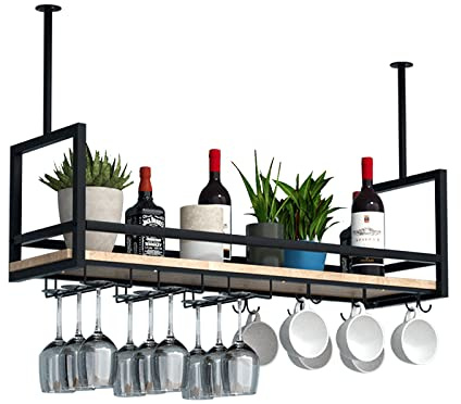 DSVONAUS Deckenregal Weinregal, Hängendes Weinglasregal aus Metall, 140cm Bar-Display Weinlagerhalter, Industrieller Deckenregal Hängend für Bar Restaurant Cafe Küche