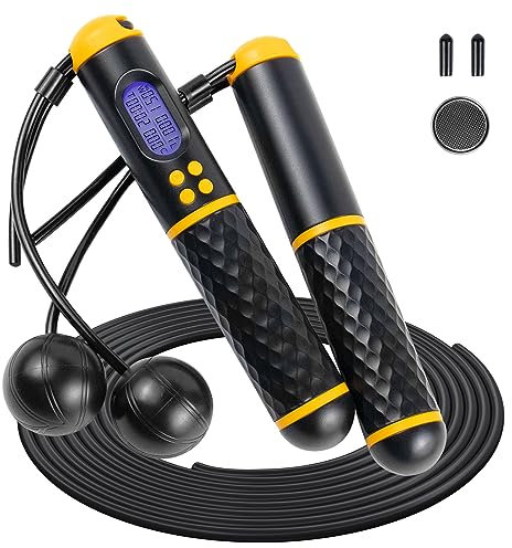 Corde à Sauter Sport fitness pour adultes - Corde a Sauter Sans Fil avec Compteur Calories et Minuterie LCD écran montrant,Poignées Antidérapantes Jump Rope Réglable pour Fitness Adulte,Enfant