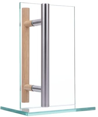 MLS Türgriff für Sauna und SPA, Griffpaar für Tür, Angenehme Haptik, Griffstangenkombination aus Edelstahl & Holz, für Türen aus Glas und Holz, Länge: 400 mm, Bohrung Abstand: 300 mm
