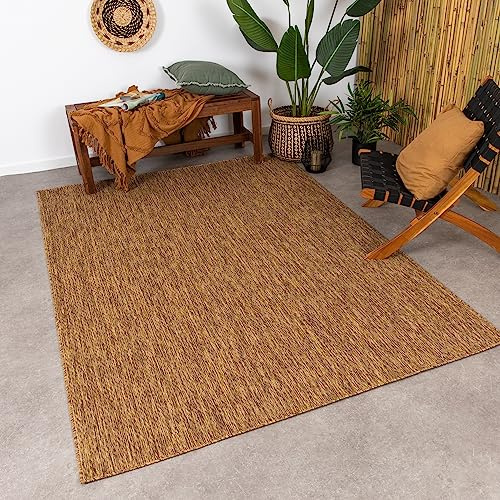FRAAI | Home & Living In- & Outdoor Teppich - Costa Cognac Braun - Wetterfest - Polypropylen - Flachgewebe - Wohnzimmer, Esszimmer, Balkon, Garten/Terrasse - Terrasse - Rug