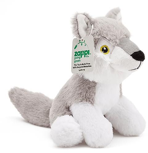 Zappi Co Jouet en Peluche de Loup 100% recyclé (22 cm de Longueur) Collection d'animaux éco-responsables Doux et câlins pour Nouveau-né Premier Enfant
