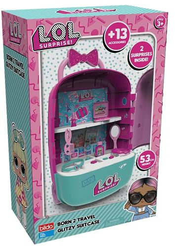 Flair L.O.L Surprise Born 2 Glitzerkoffer für Reisen mit integriertem Spiegel – Kostenloser Rollkoffer mit kindersicherem Beauty-Zubehör und Make-up, Ideales für Kinder