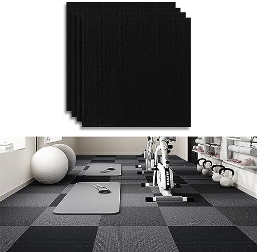 Teppichfliesen Selbstklebend, 30 x 30cm Teppich Bodenbelag, Filzfliesen, Nadelfilz Teppichboden Selbstliegend, Rutschfest Teppich Fliesen für Büro Gewerbe Haus Schlafzimmer Flur (4 Stück, Schwarz)