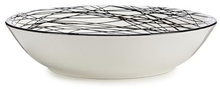 Vessia Plato Hondo Rayas Negro Blanco Ø 20 cm Porcelana (6 Unidades)