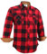 Dctop Chemise en flanelle pour homme - Manches longues - Chemise de bûcheron à carreaux - Bouton pression - Coton - Avec poche - Coupe droite - Décontractée, 1# Rouge/noir, XXL
