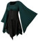 CNVAUIE Renaissance Kostüm Frauen Mittelalterliches Kleid mit Trompetenärmel Gotisch Maxikleid Karneval Halloween Party (Grüner, 2XL)