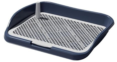perfk Hundetoilette, Hundetöpfchen-Unterlage mit abnehmbarem Pfosten, Wiederverwendbare Netz-Trainingstoiletten-Töpfchenschale für kleine und mittelgroße, Navy Blau