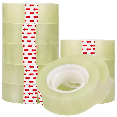 LATRAT Nastro adesivo trasparente, nastro adesivo trasparente per uso generale per la scuola, la casa e l'ufficio (15 mm*33 m, 10 rotoli) (10, 15 mm*33 m)
